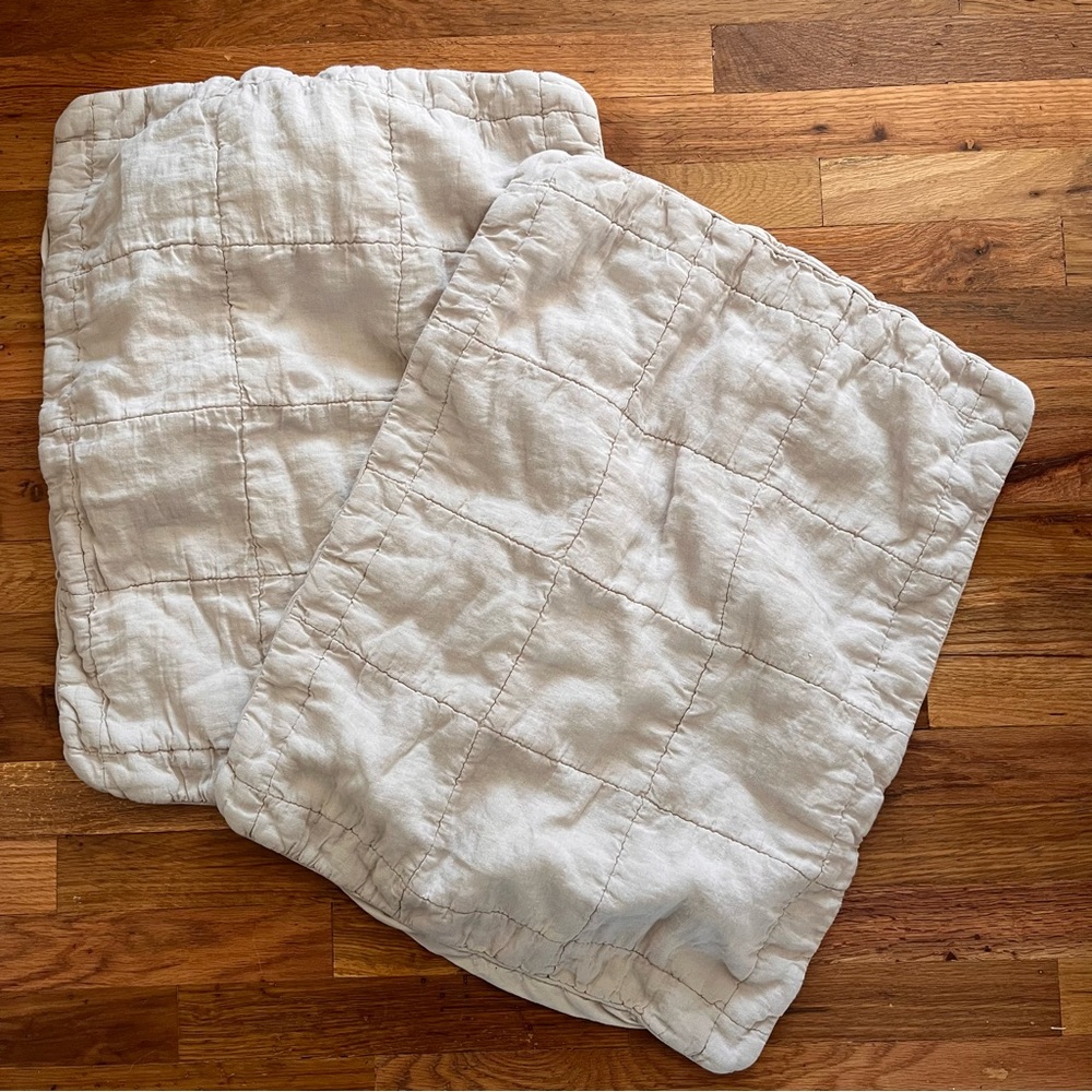 Parachute Linen Box Quilted Sham Set x 2 in Bone, Standard Size